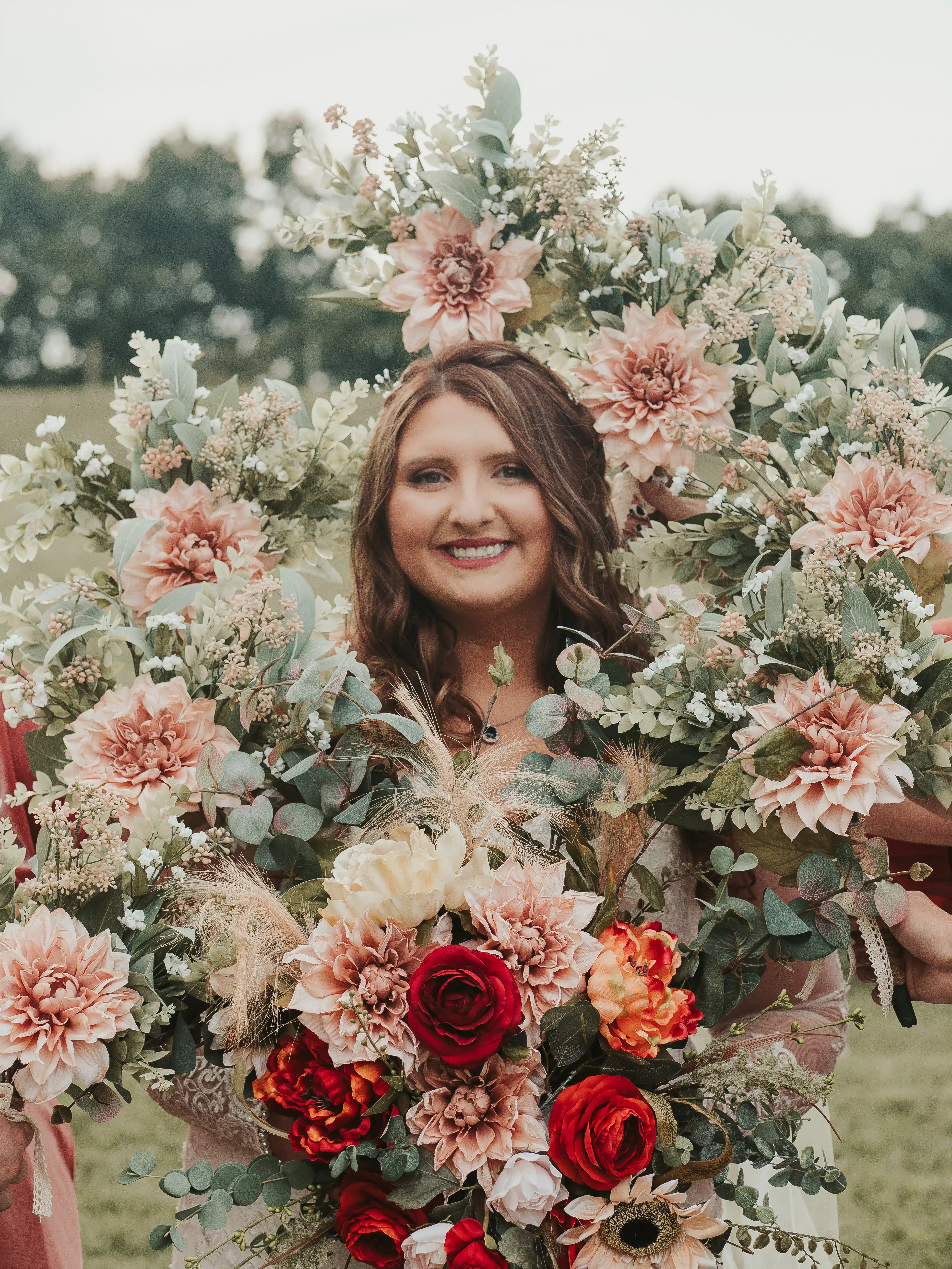 Wedding couple posing for a photograph